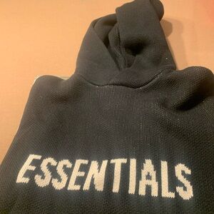 Essentials Black Pullover Sweater with Hood